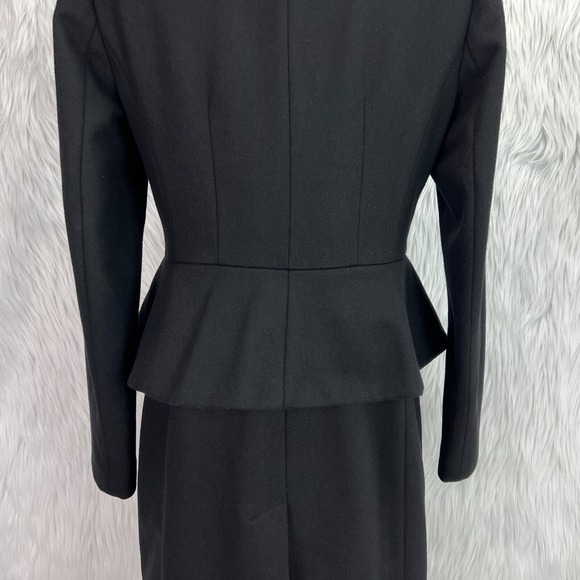 Banana Republic Black Wool Coat Jacket Peplum‎ Ladycoat Classic Going Out Party - Picture 11 of 16